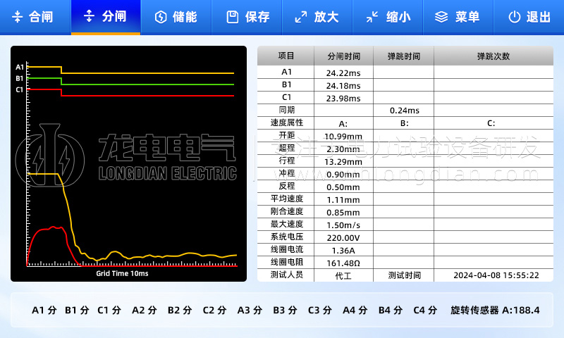 LDGKC高压开关动特性测试仪-测试界面 LDGKC高压开关动特性测试仪-测试界面